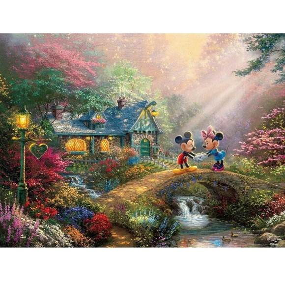 Disney Thomas Kinkade 750-Piece Puzzle Mickey and Minnie Sweetheart Bridge - Picture 9 of 9